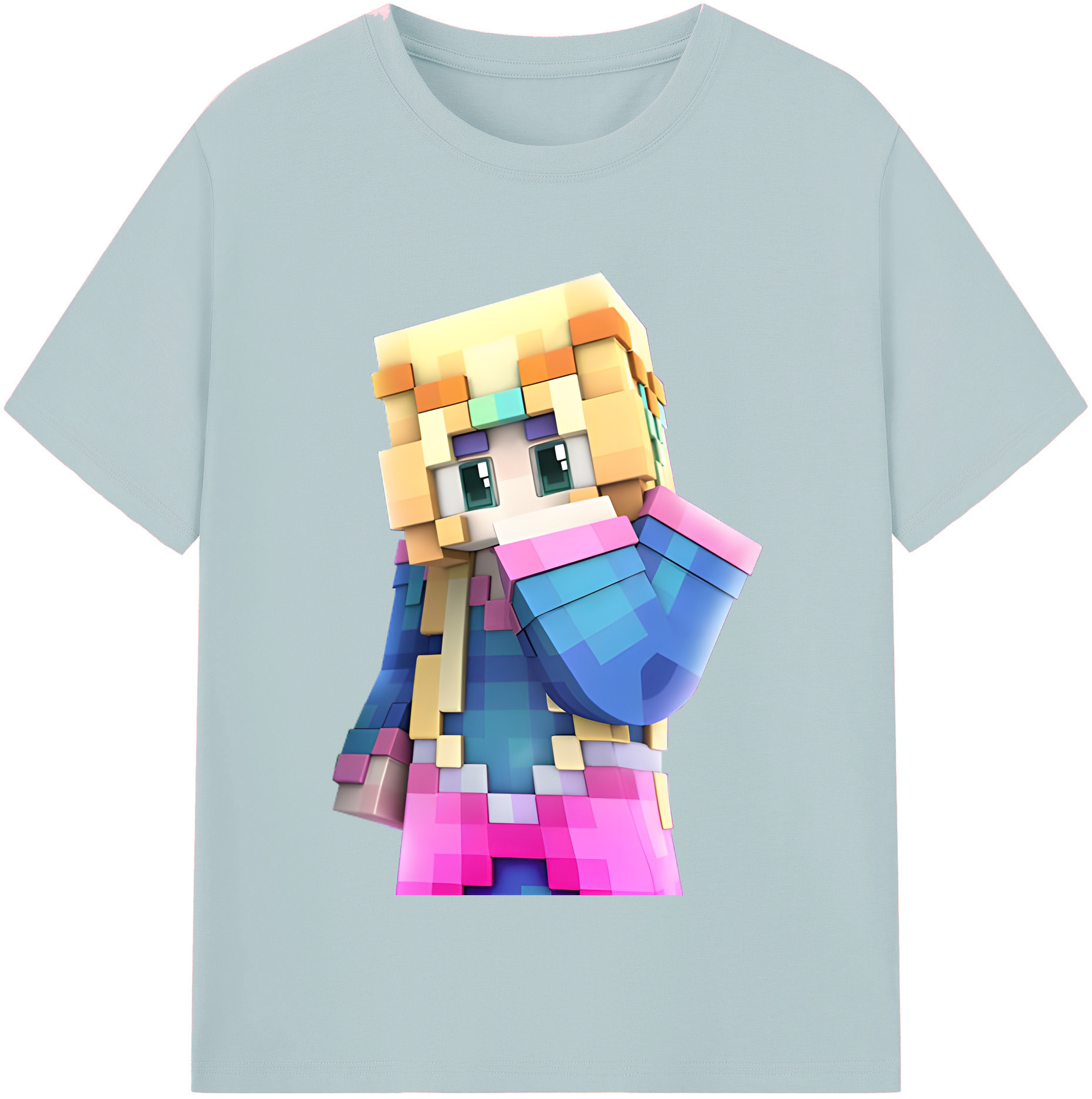 （画像用） マインクラフト ブロックの世界 Minecraft MC Block world 綿100％半袖Tシャツ（フロントプリント）